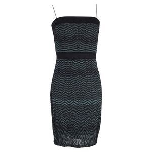Missoni Metallic Knit Bodycon Dress in Green Nylon